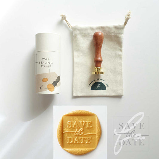 Wax Seal Stamp; Save The Date (Square)