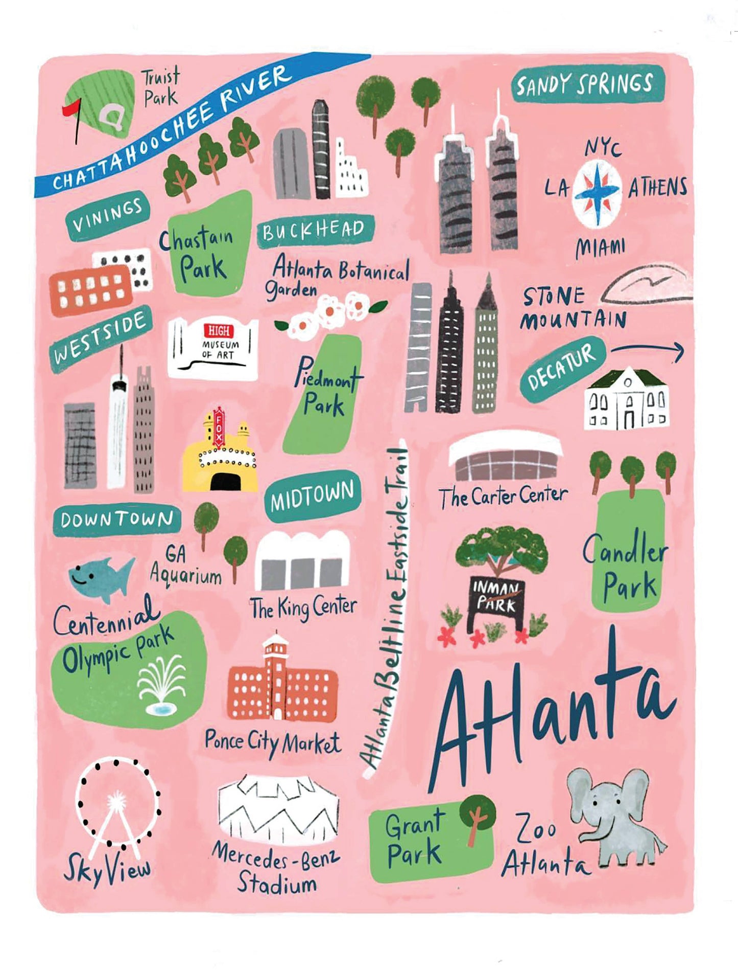 Greeting Card; Atlanta Map