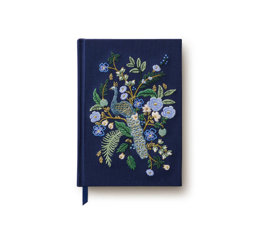 Rifle Paper Co. Embroidered Journal; Peacock (Navy)