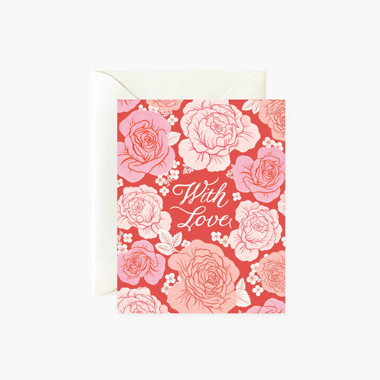 Love Card; With Love (Red Floral) By Botanica Paper Co.