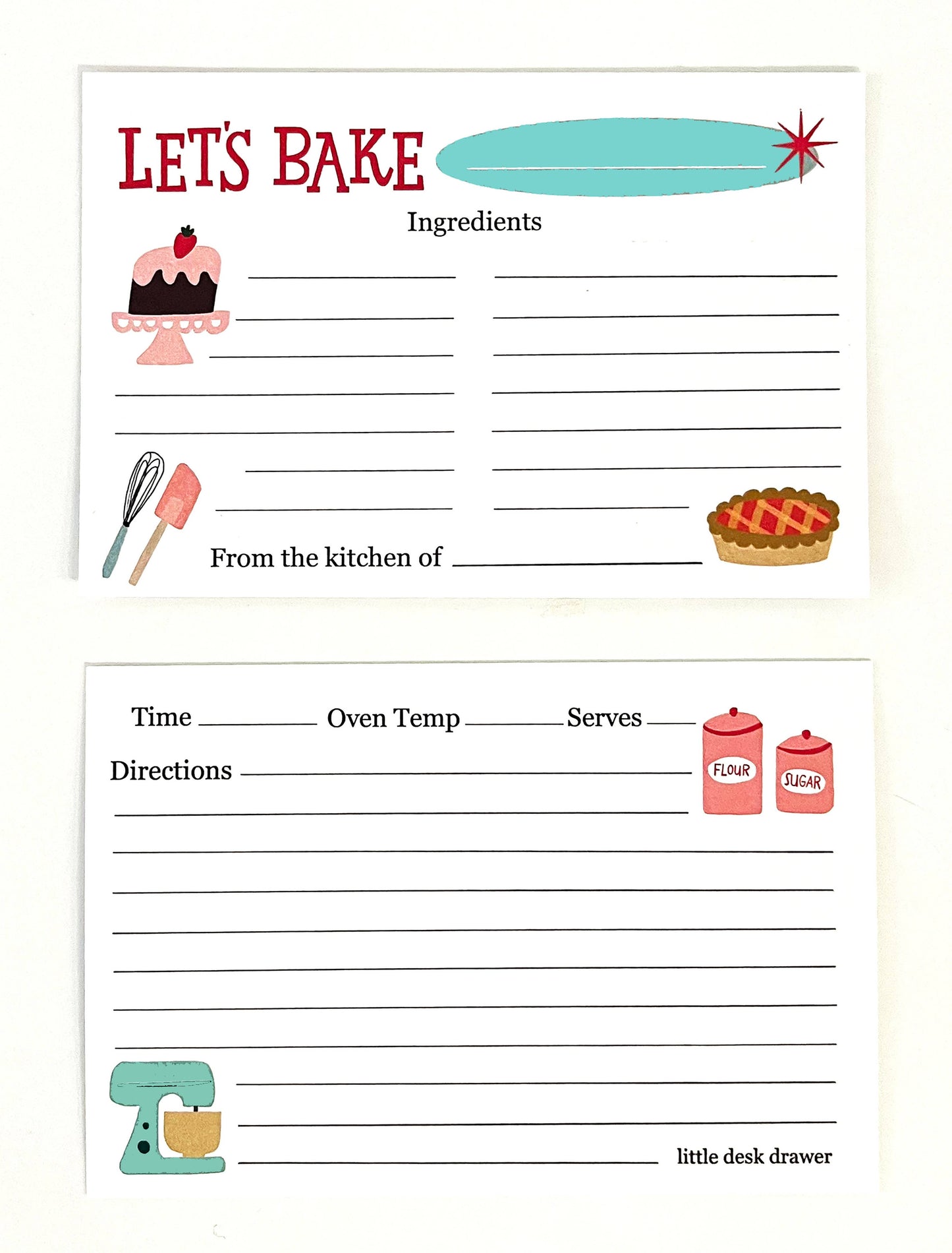 Recipe Cards; Let's Bake (12 Cards)