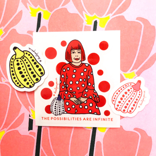 Vinyl Sticker Pack; Yayoi Kusama (Set of 3: 1 Kusama and 2 pumpkin)