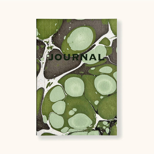 Journal; Hand Marbled Green By Sukie