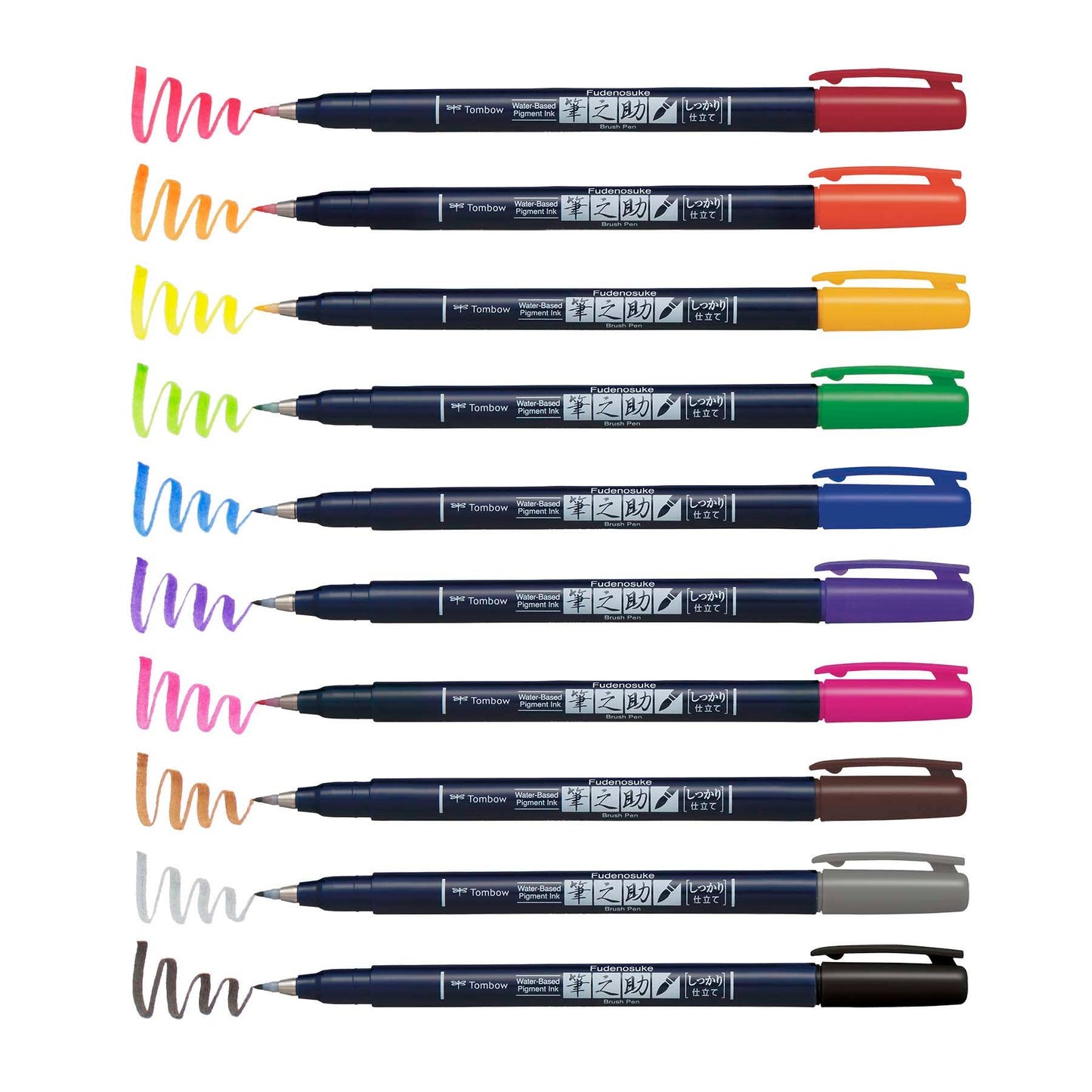 Tombow Fudenosuke Colors Calligraphy Brush Pens (10 Colors)