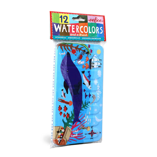 Eeboo Watercolors Tin; In The Sea (12 Colors)