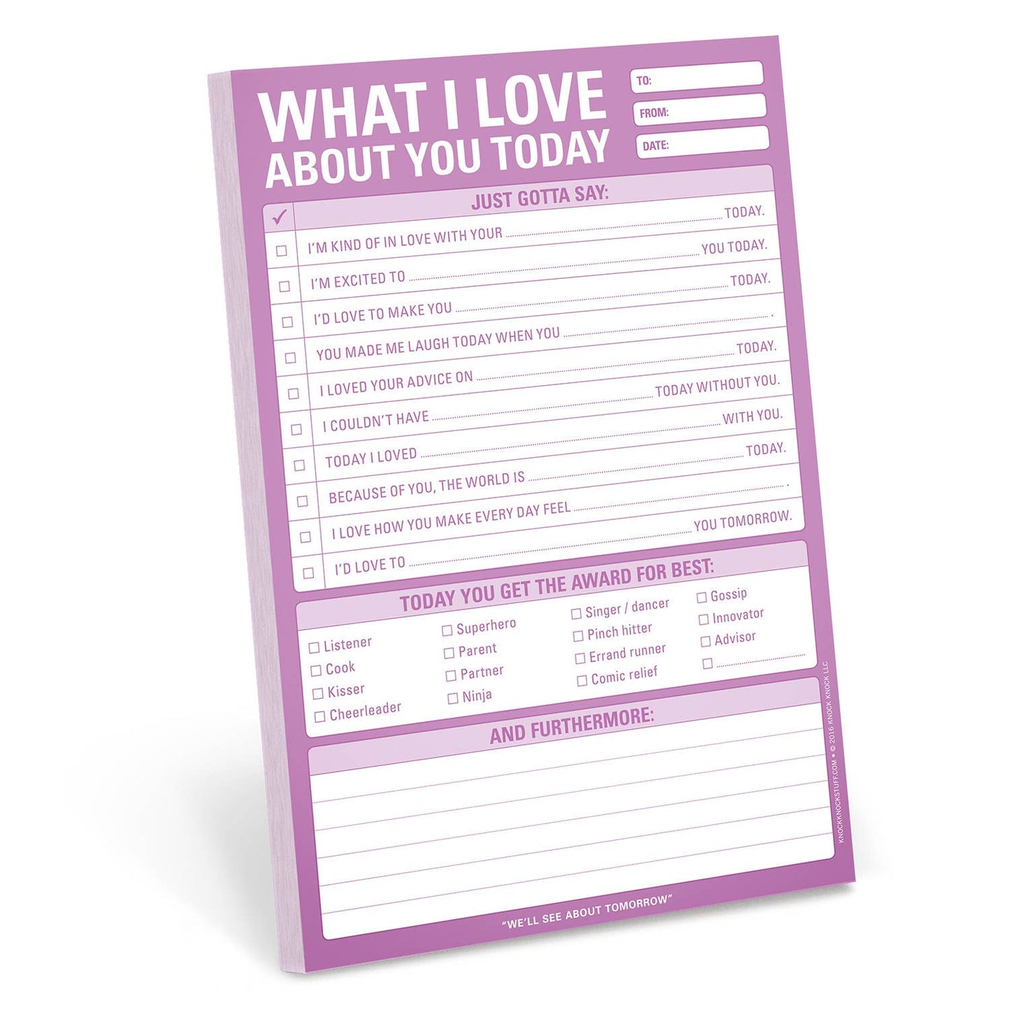 Notepad; What I Love about You Today