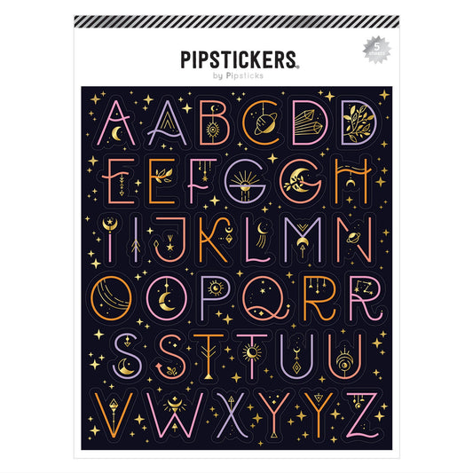 Pipsticks Sticker Sheet; Celestial Signs Big Alphabet (5 Sheets)