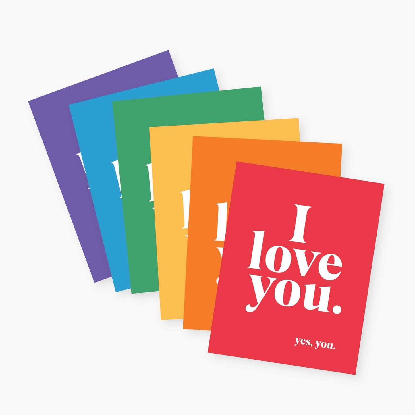 Boxed Card Set; I Love You. Yes You! Rainbow By 2021 Co. (Set of 6 Cards + Envelopes)