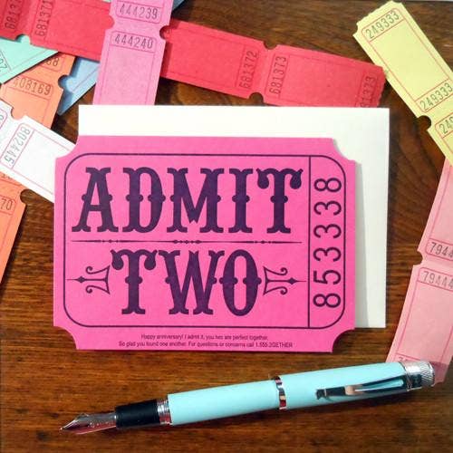 Anniversary Card; Admit Two Ticket (Pink)