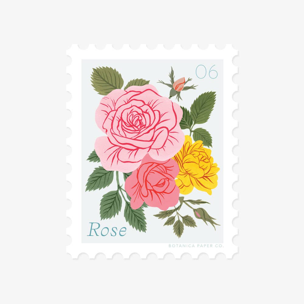 Vinyl Stamp Sticker; Rose, June Flower By Botanica Paper Co.