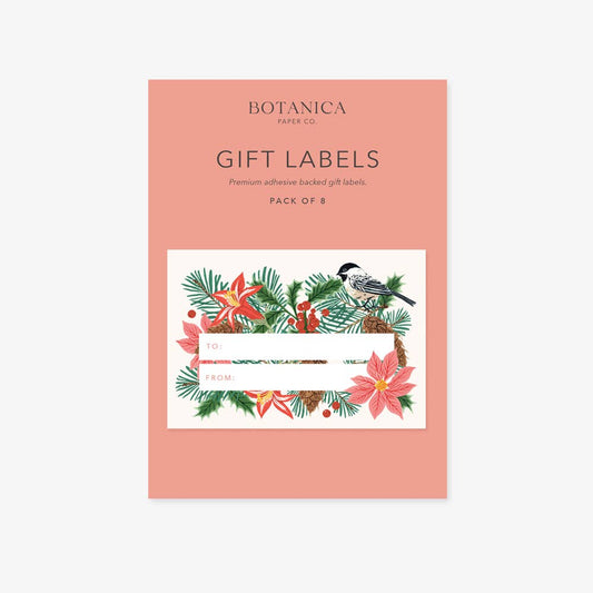 Gift Label Pack; Winter Flora (Pack of 8) By Botanica Paper Co.