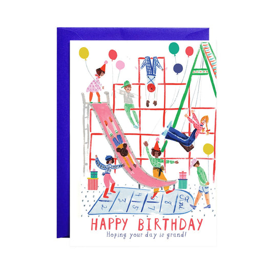 Birthday Card; Down the Slide with Balloons By Mr. Boddington's Studio