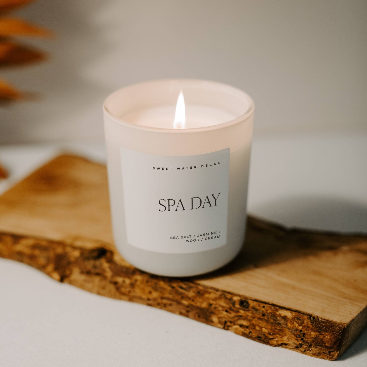 Soy Candle; Spa Day 15 oz (Matte Jar, 70+hrs Burn Time) By Sweet Water Decor