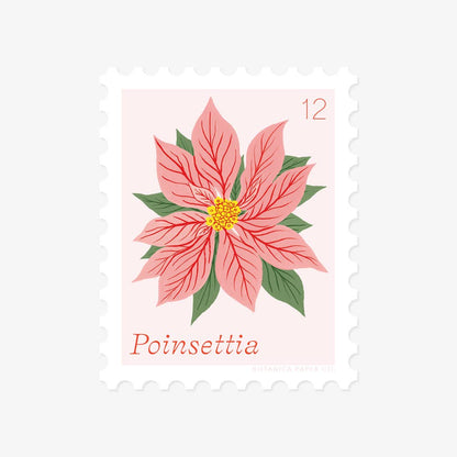 Vinyl Stamp Sticker; Poinsettia, December Flower