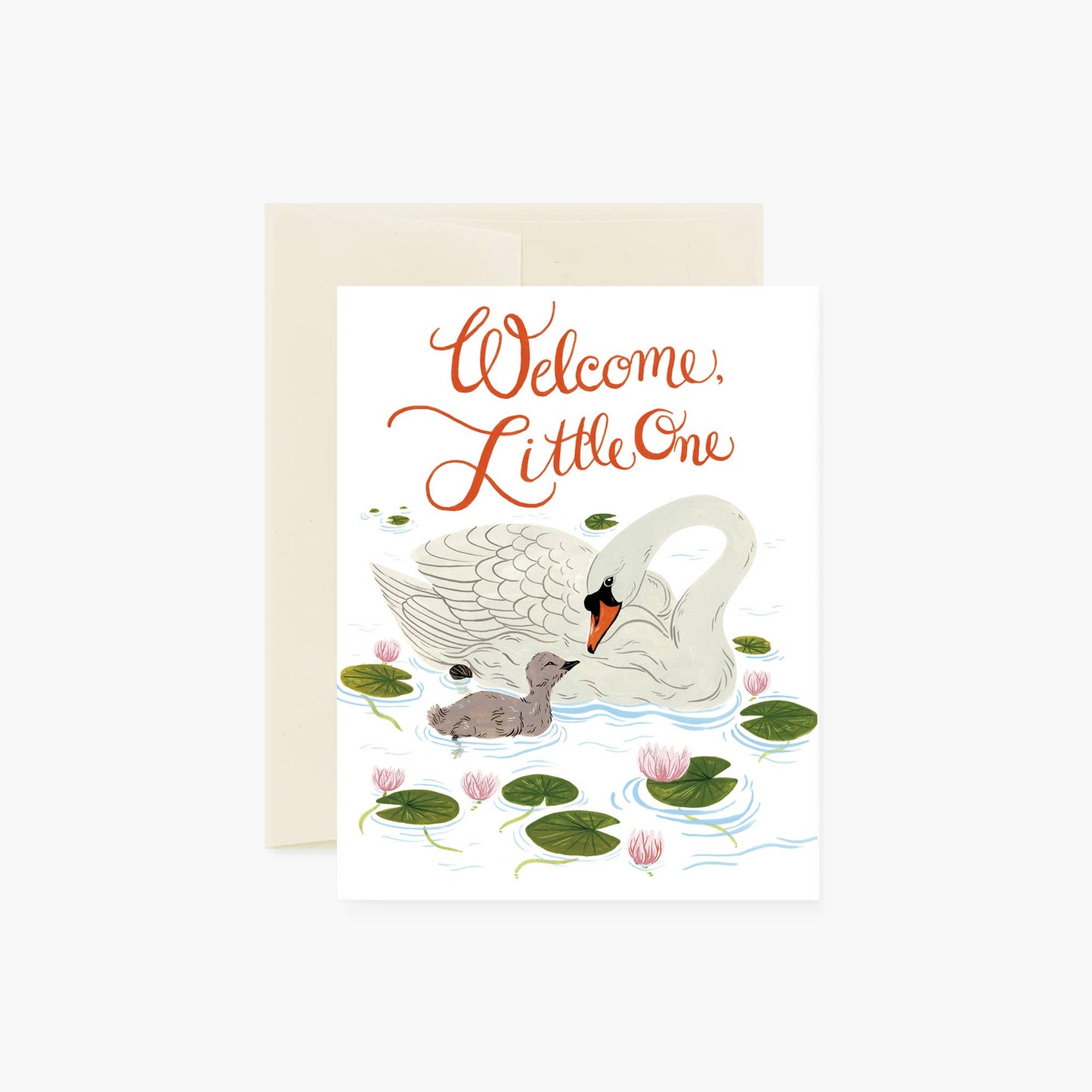 Baby Card; Welcome Little One (Swans) By Botanica Paper Co.