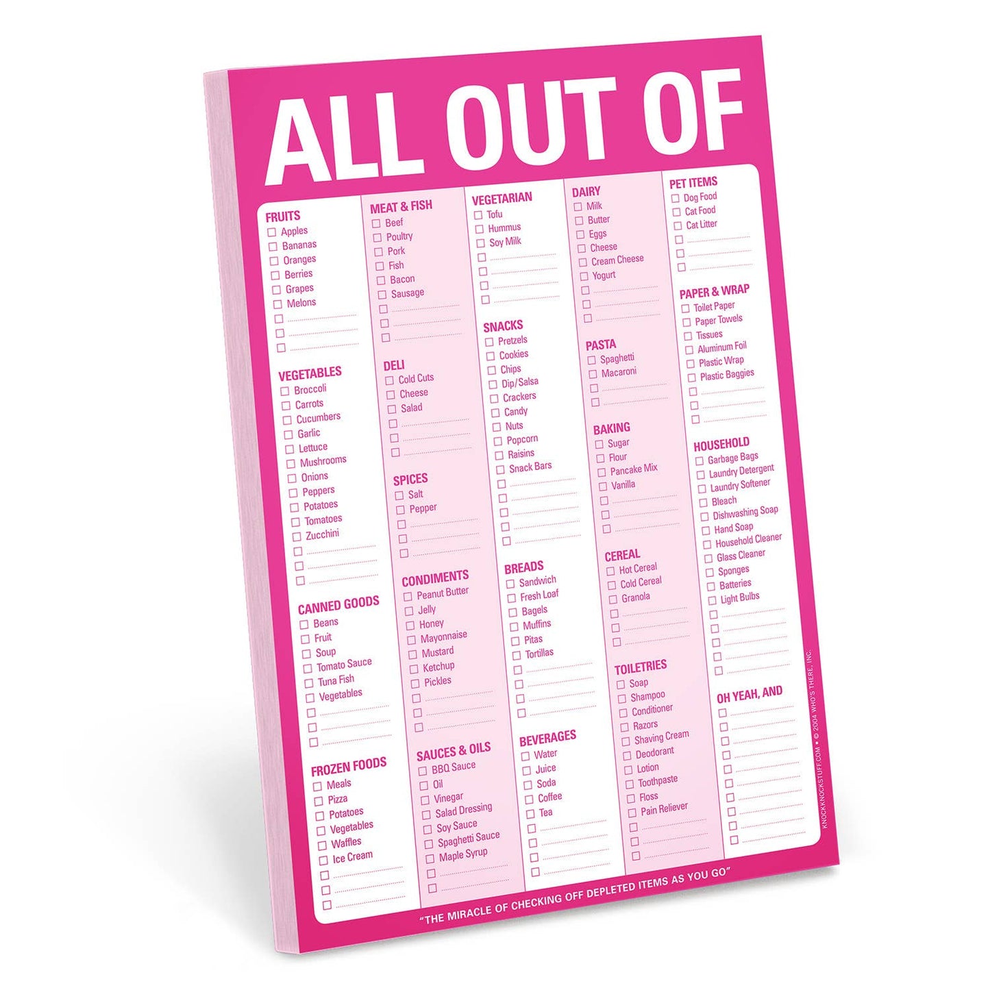 Notepad; All Out Of Pad® with Magnet (Pink, 60 Sheets)