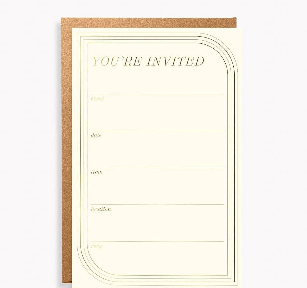 Fill-In Invitations; Modern Minimal Gold (Set of 10)