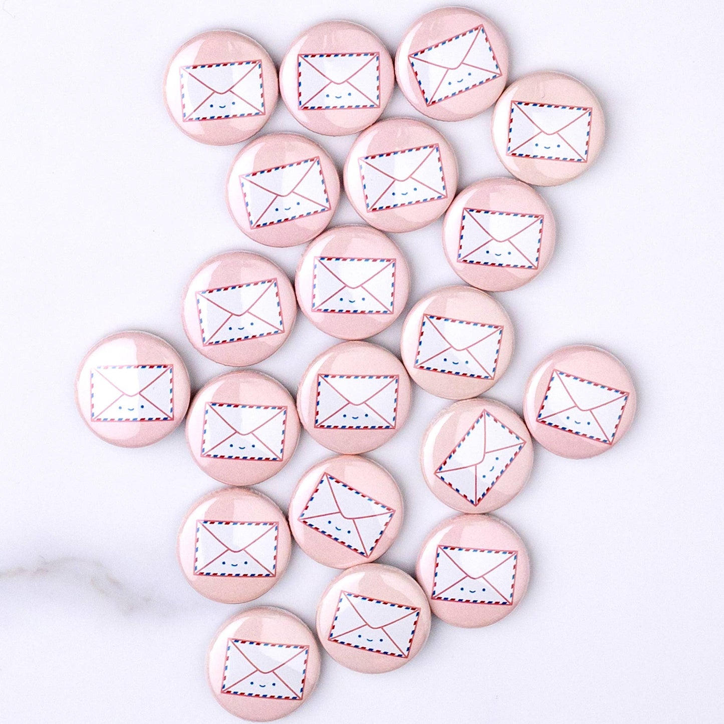 Pinback Button; Happy Mail Pink