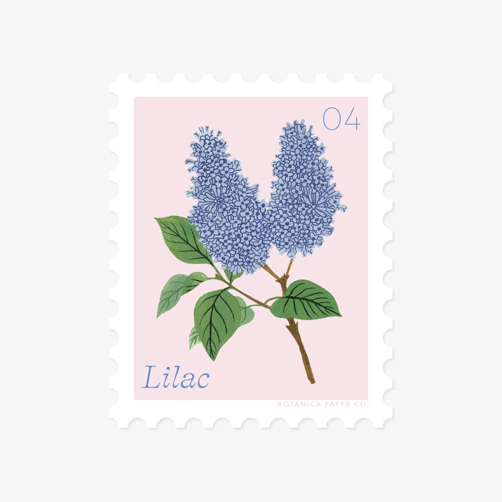 Vinyl Stamp Sticker; Lilac, April Flower By Botanica Paper Co.