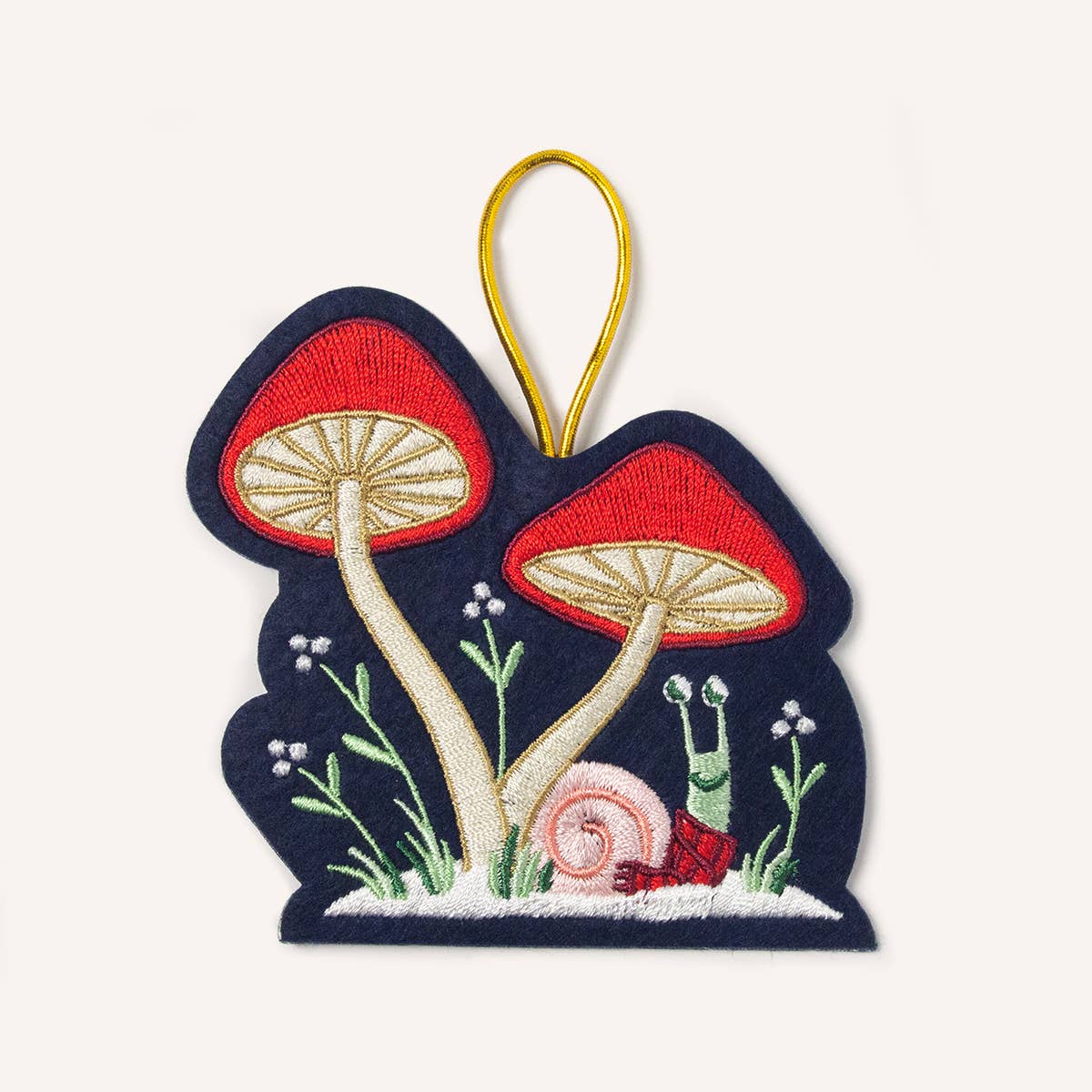 Embroidered Ornament; Mushroom Snail