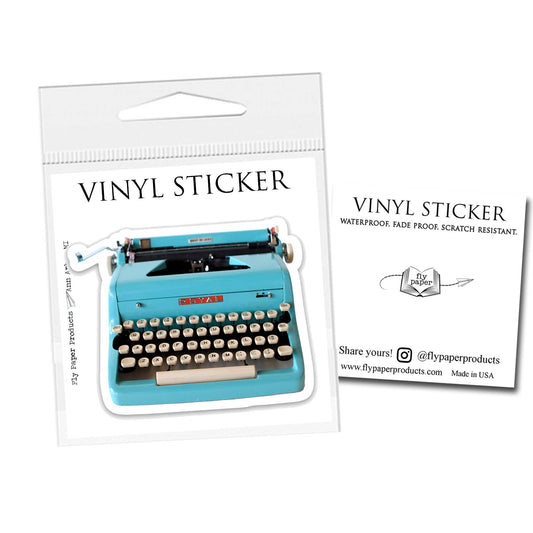 Vinyl Sticker; Vintage Blue Royal Typewriter