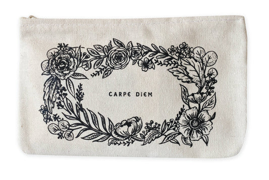 Zipper Pouch; Carpe Diem Floral (Canvas) By 2021 Co.