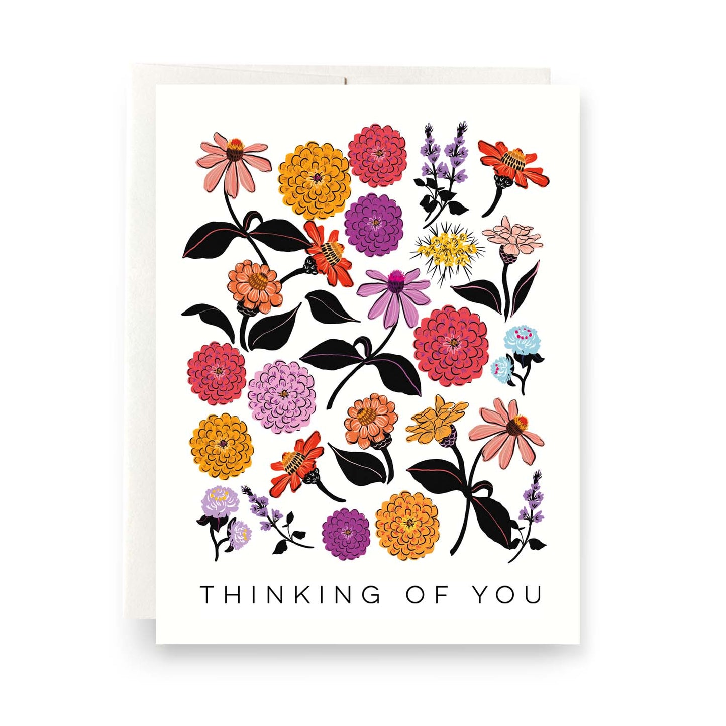 Thinking of You Card; Zinnias by Antiquaria