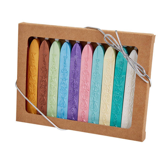 Wax Sealing Sticks with Wick; Set of 12 (Made In Italy, Multi-Colors)