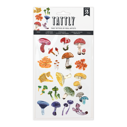 Temporary Tattoo Sheets; Colorful Mushrooms