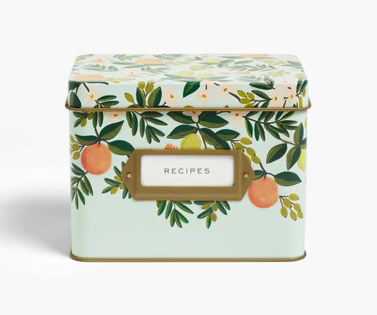 Rifle Paper Co. Tin Recipe Box; Citrus Floral