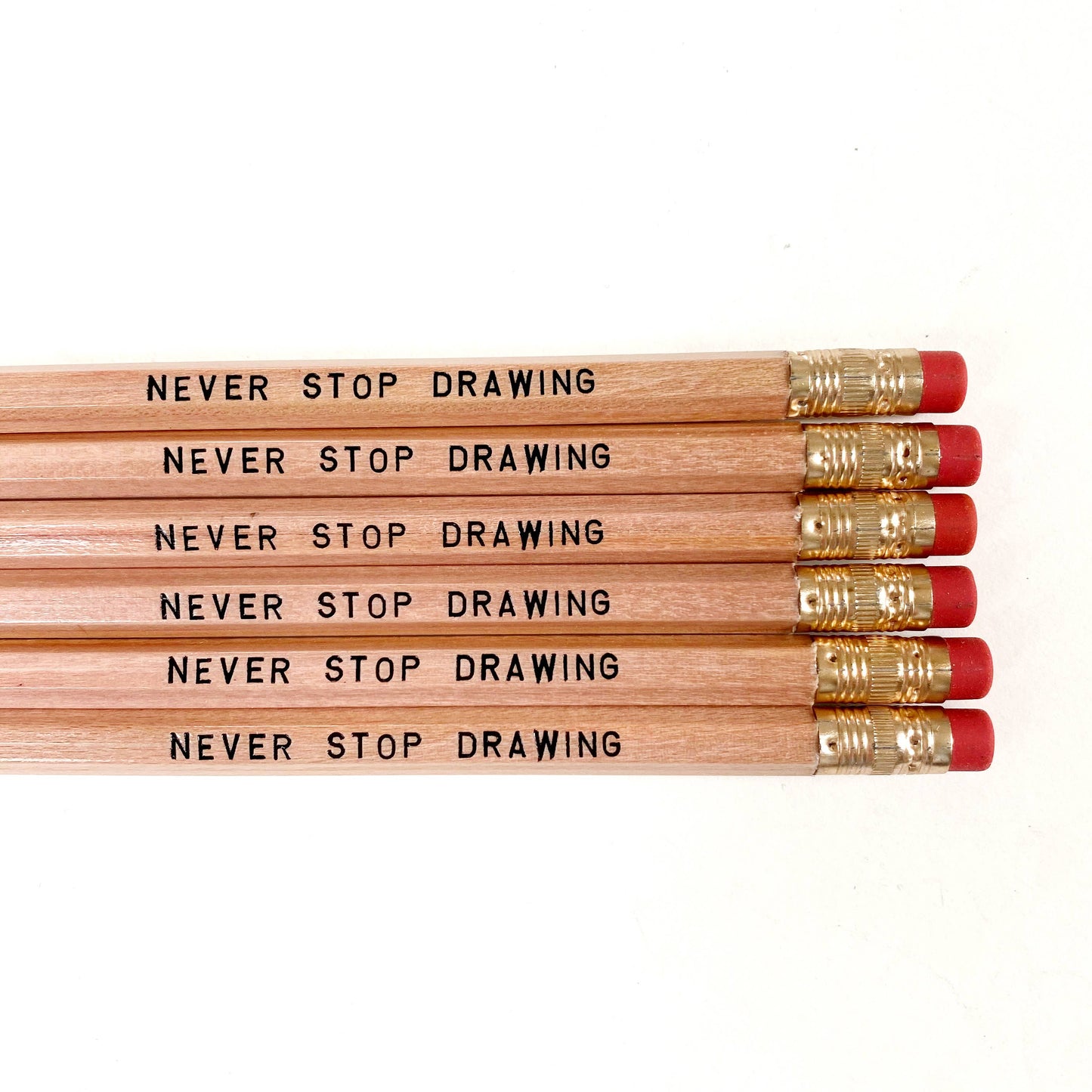 Single Pencils; Never Stop Drawing (Wood Grain)