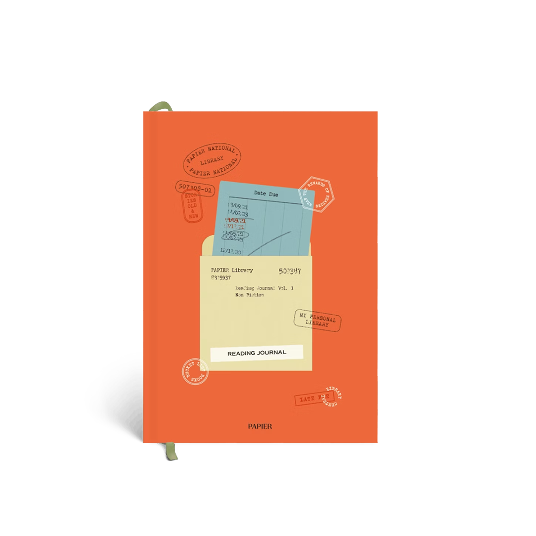 Reading Journal; Library Card (Orange, Hardcover)