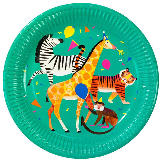 Party Plates; Safari Animals (Turquoise, 9")