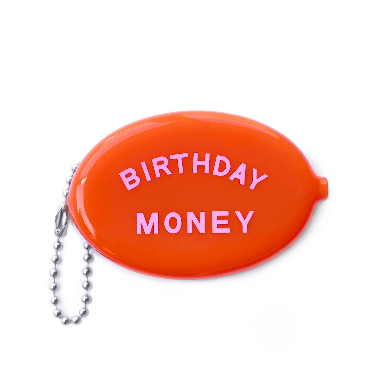 Coin Pouch Keychain; Birthday Money (Orange & Pink, Made in U.S.A.)