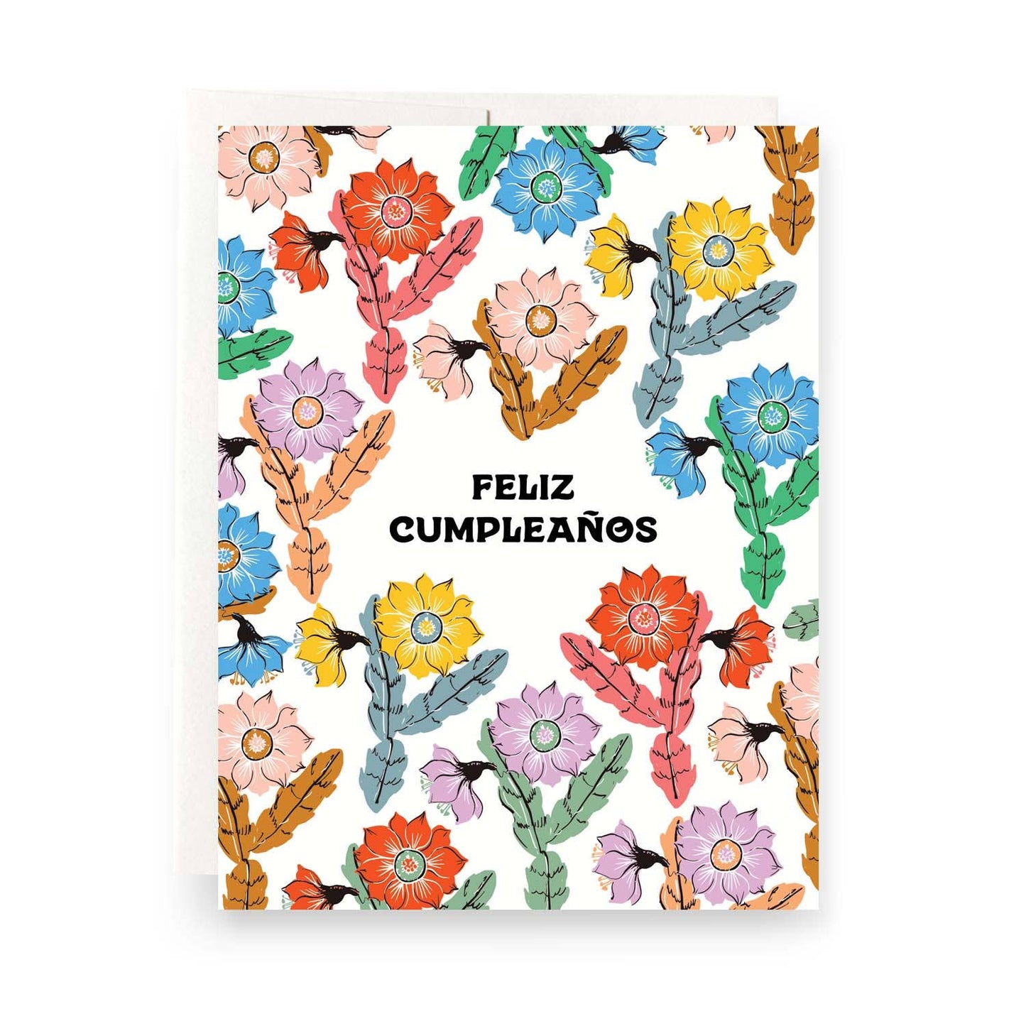 Birthday Card; Feliz Cupleanos (Orchid Cactus Design) By Antiquaria