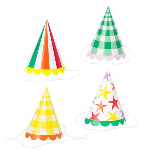 Party Hats; Multi-Colored Pattern (8 Hats)