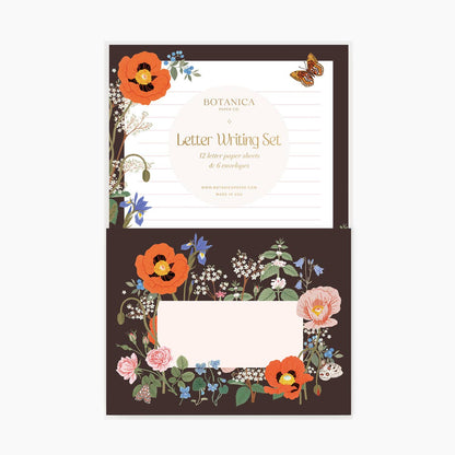 Letter Writing Set; Wild Flowers By Botanica Paper Co. (12 Letters + 6 Envelopes)