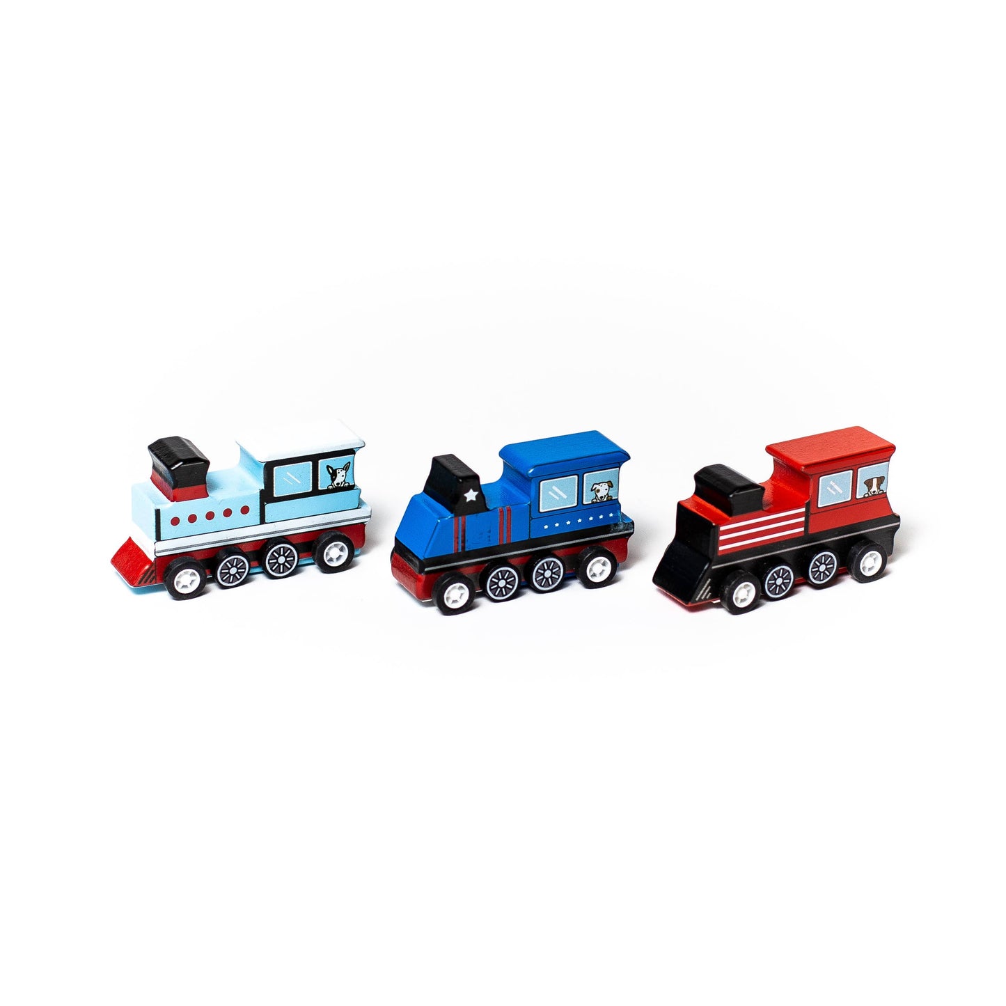 Pull Back Trains (Wooden, 3 Colors)