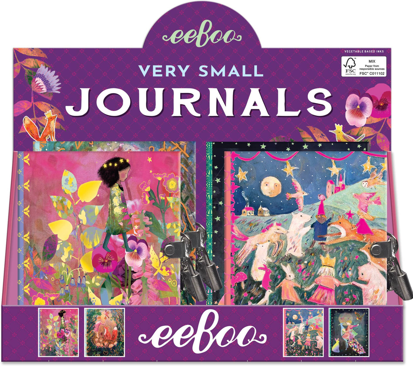 Eeboo Very Small Journal; Claire Assortment  (Lock Journal)