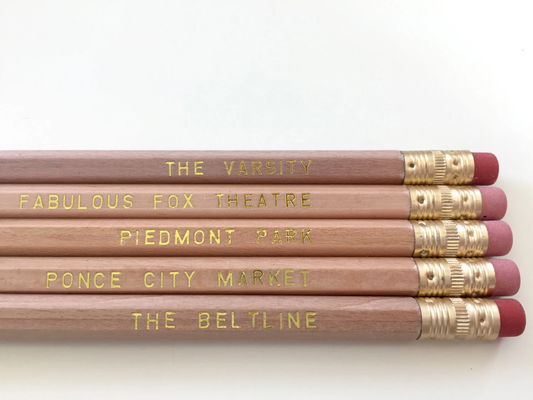 Pencil Set; Atlanta Hometown (Wood Grain)