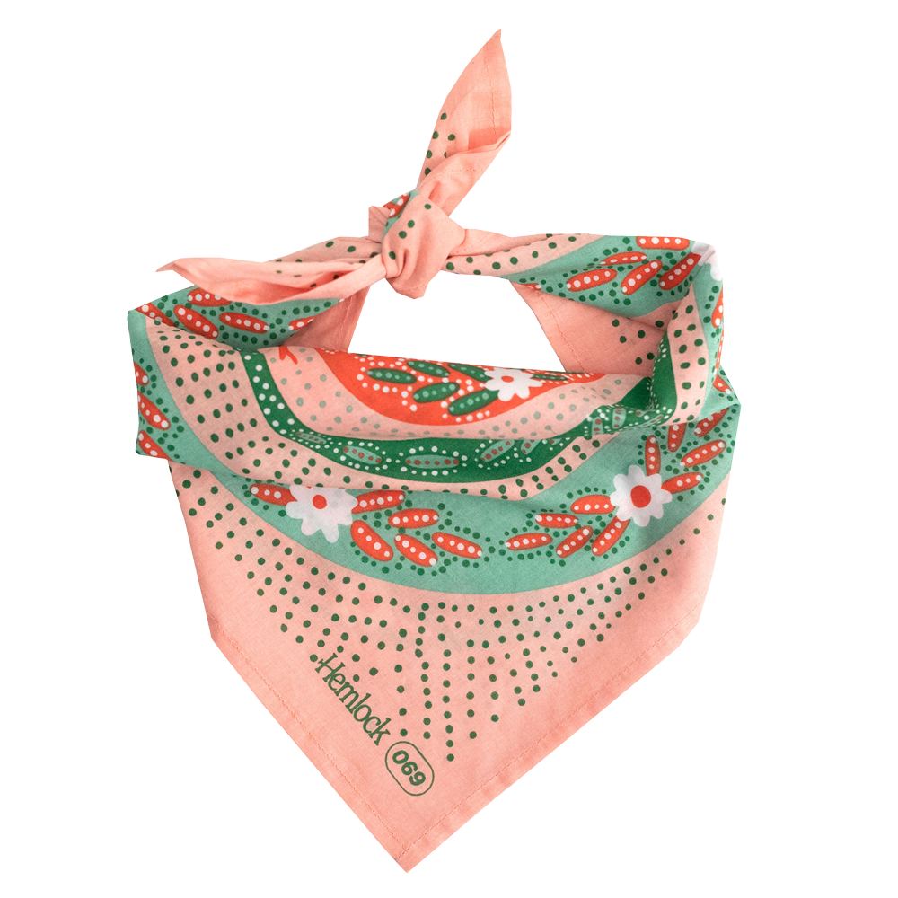 Bandana; 22" Snakes Pink By Hemlock Goods (100% Premium Cotton)