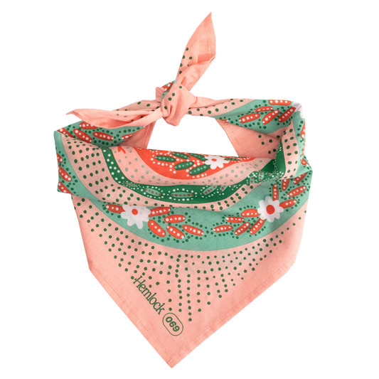 Bandana; 22" Snakes Pink By Hemlock Goods (100% Premium Cotton)