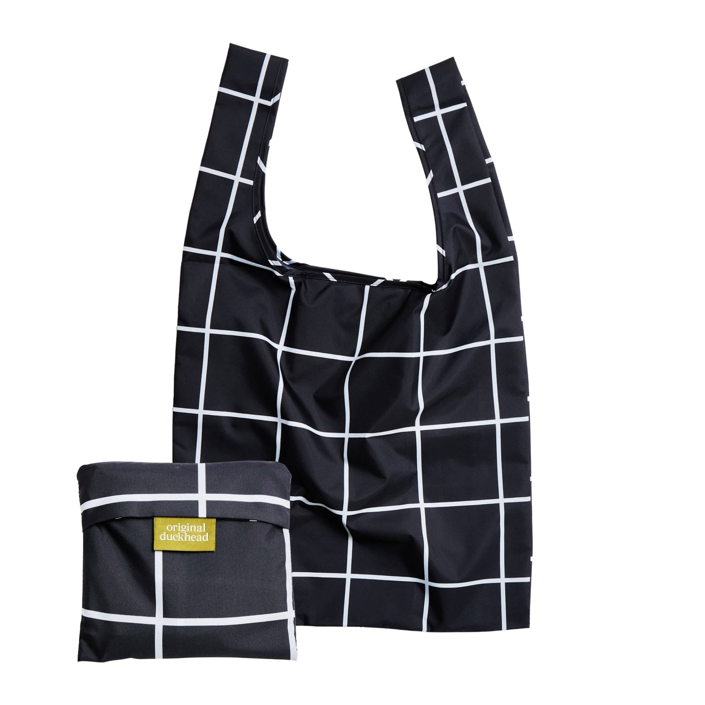 Original Duckhead; Tote Bag (Black Grid, Eco Friendly, Upcycled)