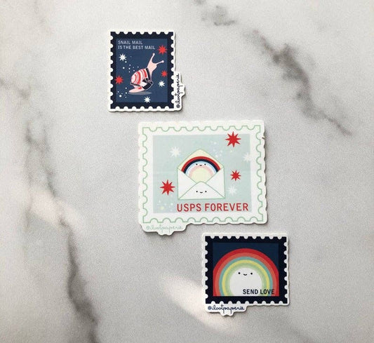 Vinyl Sticker Pack; (3 Stickers) USPS Forever Stamps Love