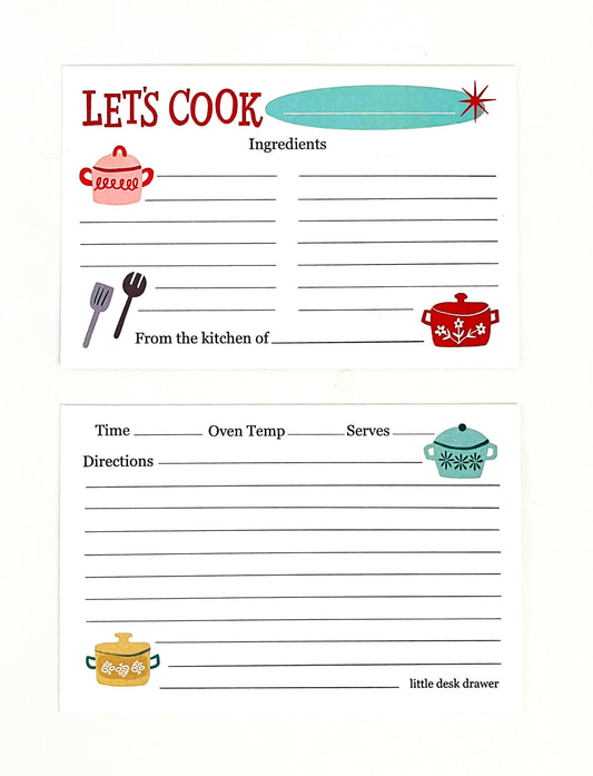 Recipe Cards; Let's Cook (12 Cards)