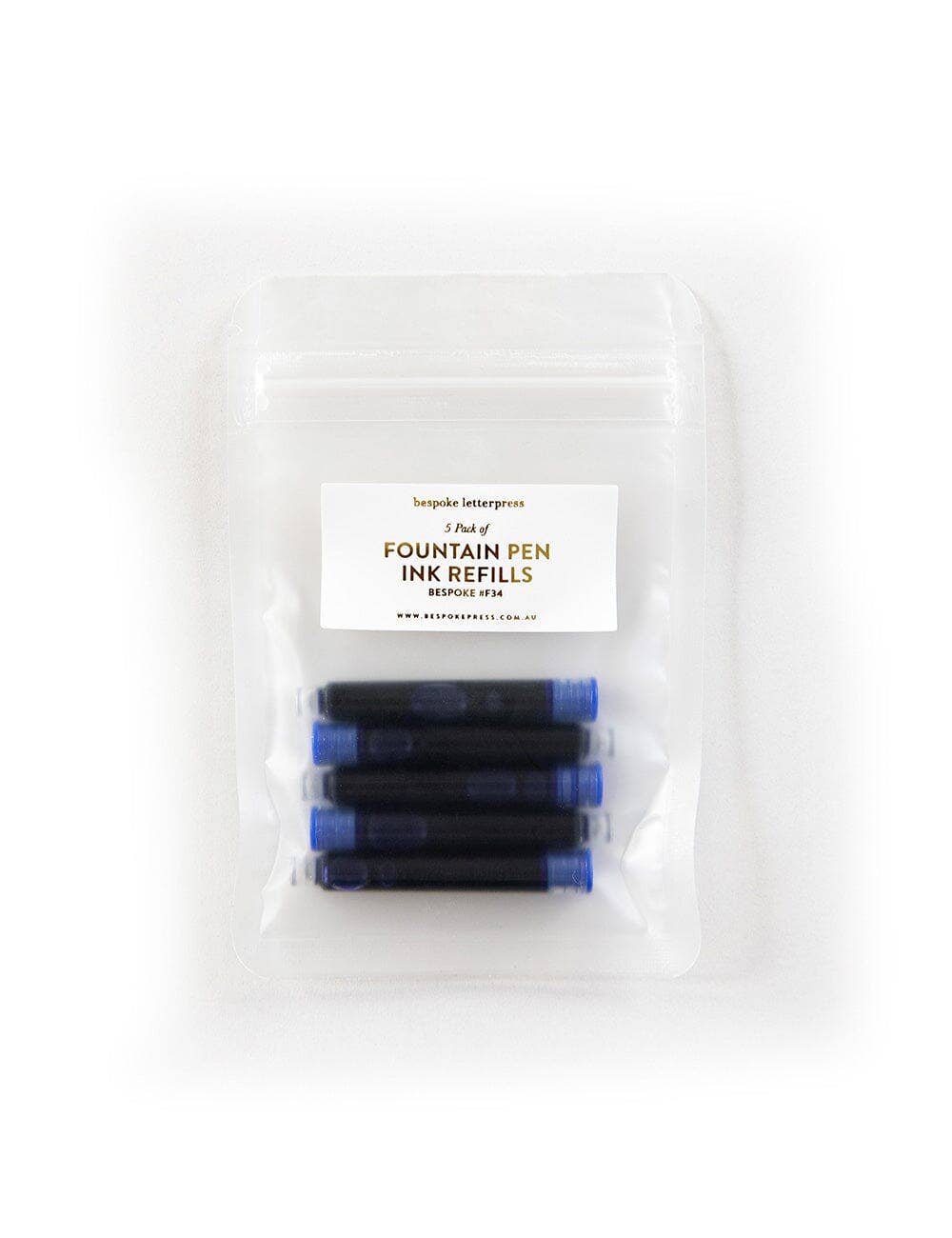 Ink Refills For Fountain Pen; F34 (5pk: Blue)