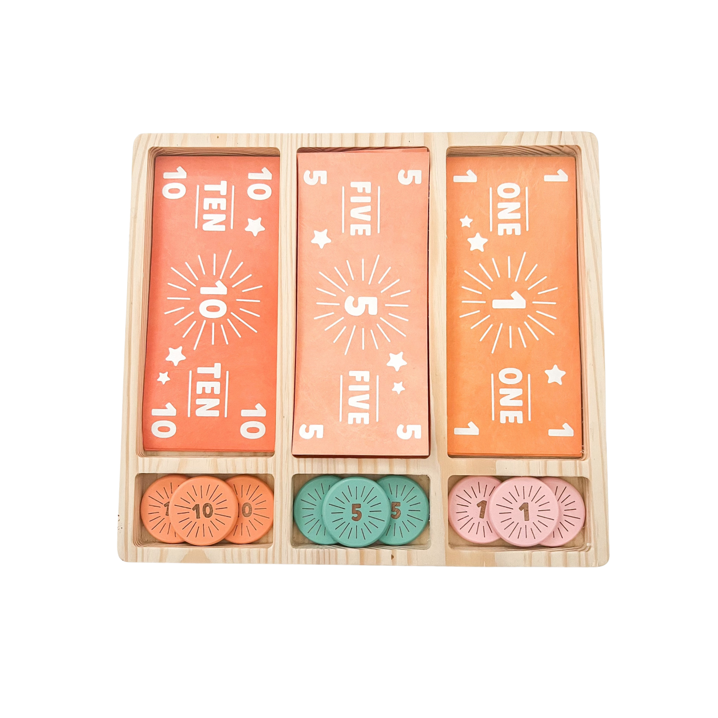 Pretend Play Money Set With Wooden Tray