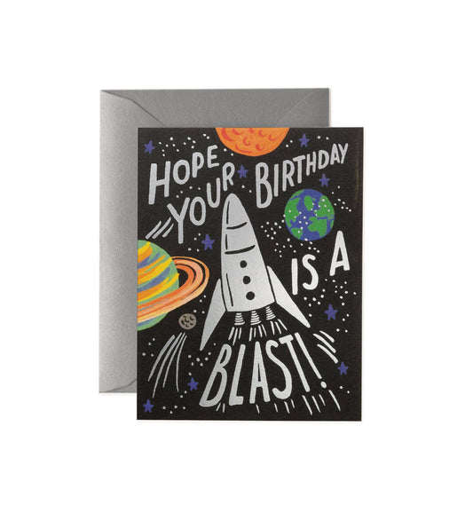 Rifle Paper Co. Birthday Card; Spaceship Blast