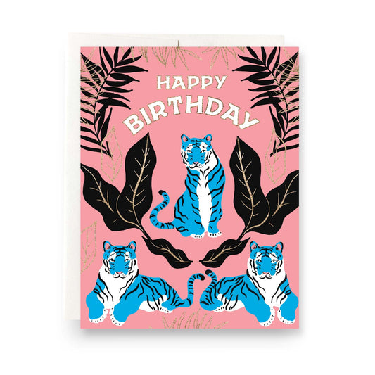 Birthday Card; Blue Tiger By Antiquaria